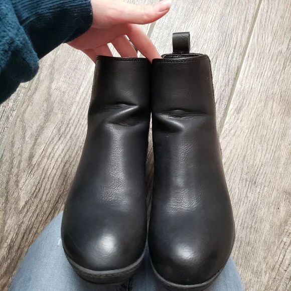 SALE Muk Luks Oxford wedge ankle booties 6.5 black - Picture 10 of 13